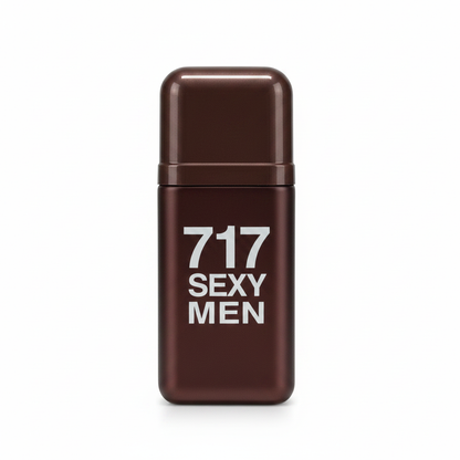 Sexy brown 717 men's eau de parfum bottle with silver accents