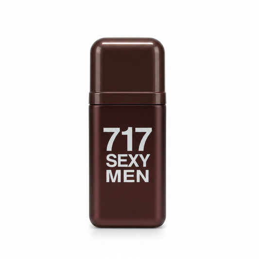 Sexy brown 717 men's eau de parfum bottle with silver accents