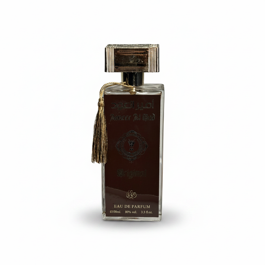 Ameer Al Oud beige bottle brown gold tassel square cap elegant design