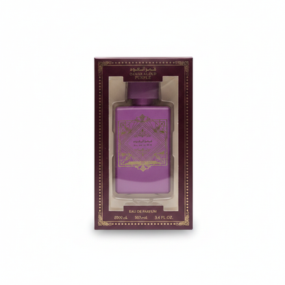 Omar Al Oud purple eau de parfum bottle with black and gold detailing