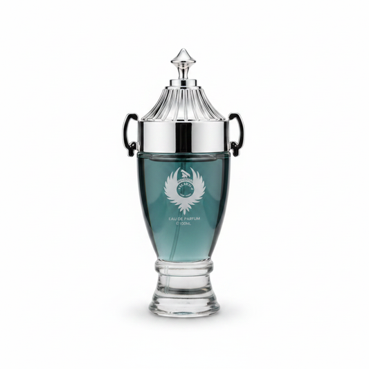 Tom & Darin blue silver decorative perfume bottle with handles and pointed top
