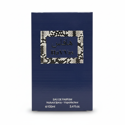 HaVvas blue perfume 100ml clear glass bottle with textured dark cap