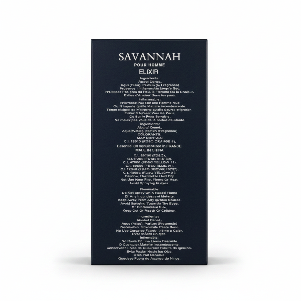 Savannah black perfume bottle with modern design and 100ml capacity.