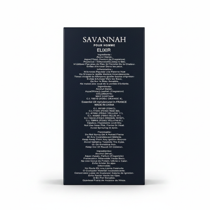 Savannah black perfume bottle with modern design and 100ml capacity.