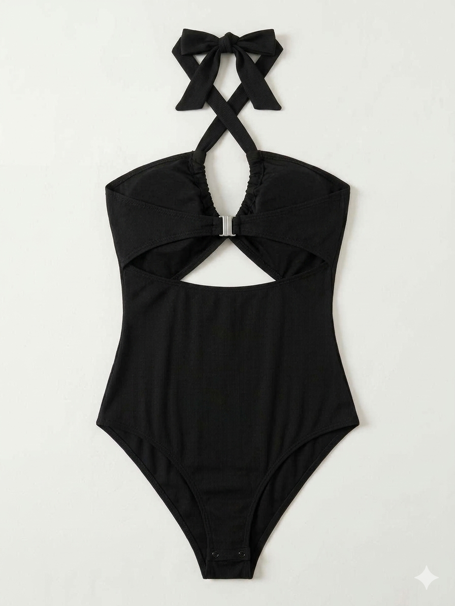 Women's SwimVcay One Piece Swimsuit – Black (Size Large)