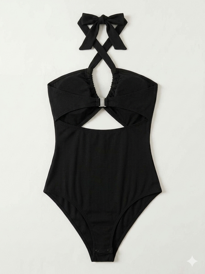 Women's SwimVcay One Piece Swimsuit – Black (Size Large)